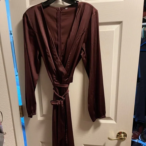Dresses | Chocolate Brown Satin Dress | Poshmark